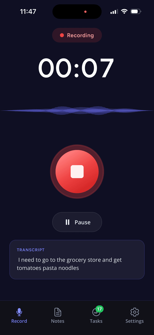 On-Device Transcription — SpokenAct screenshot
